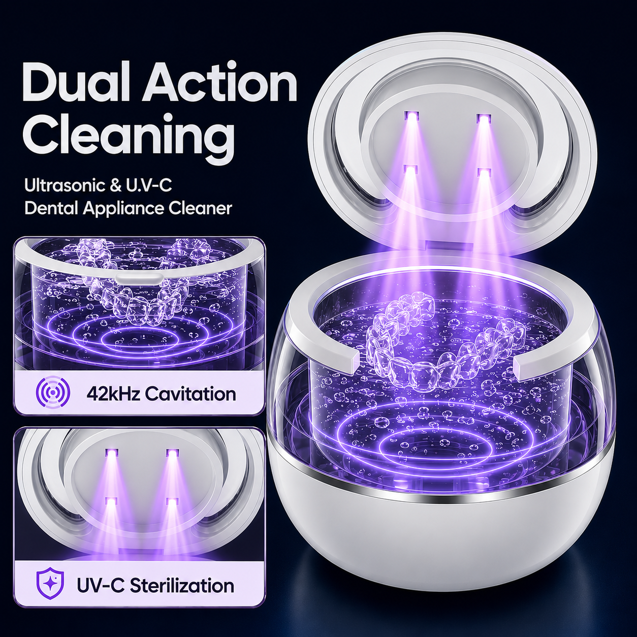 Orivati Ultrasonic Cleaner dual-action UV-C cleaning demonstration