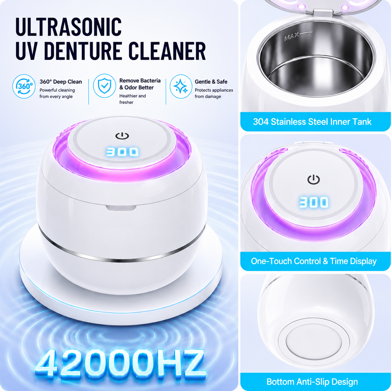 Orivati ClarityPod Ultrasonic Oral Appliance Cleaner with UV-C