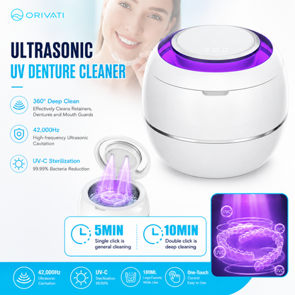 Orivati ClarityPod Ultrasonic Oral Appliance Cleaner with UV-C